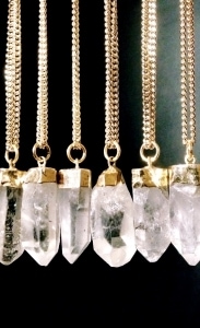 Raw Crystal Necklace, Quartz Crystal Point Pendant Necklace