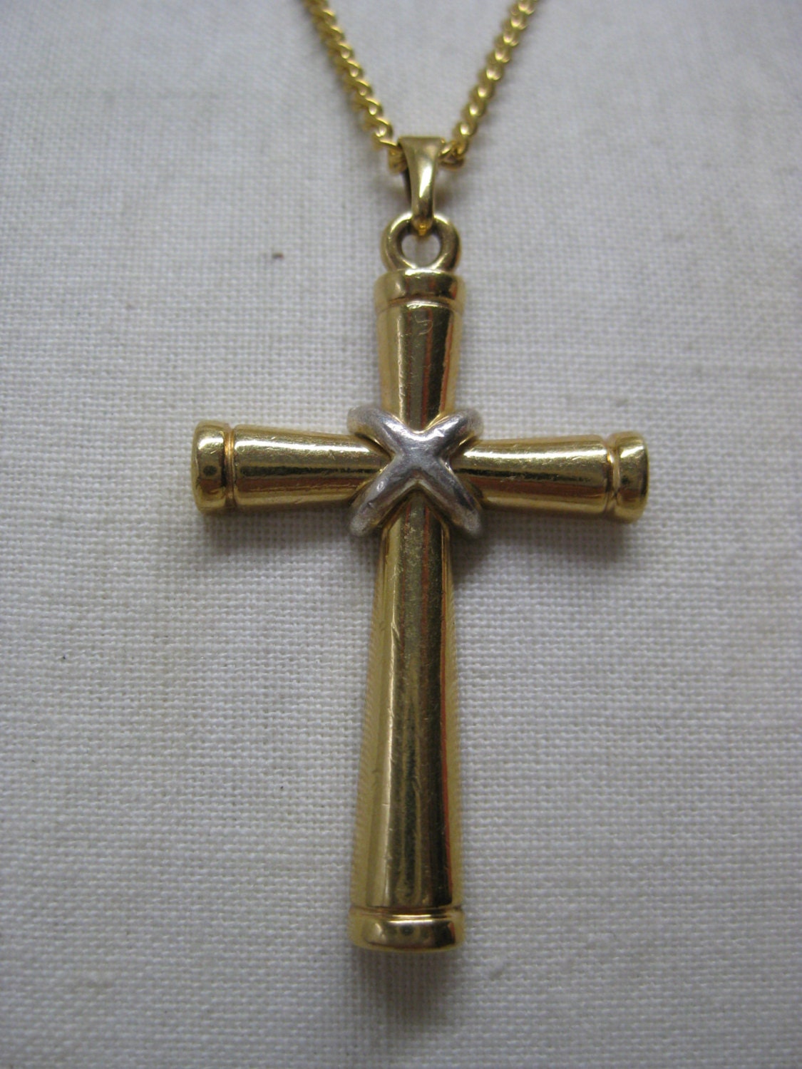 Cross Gold Silver Necklace Vintage Pendant Christian Haute Juice