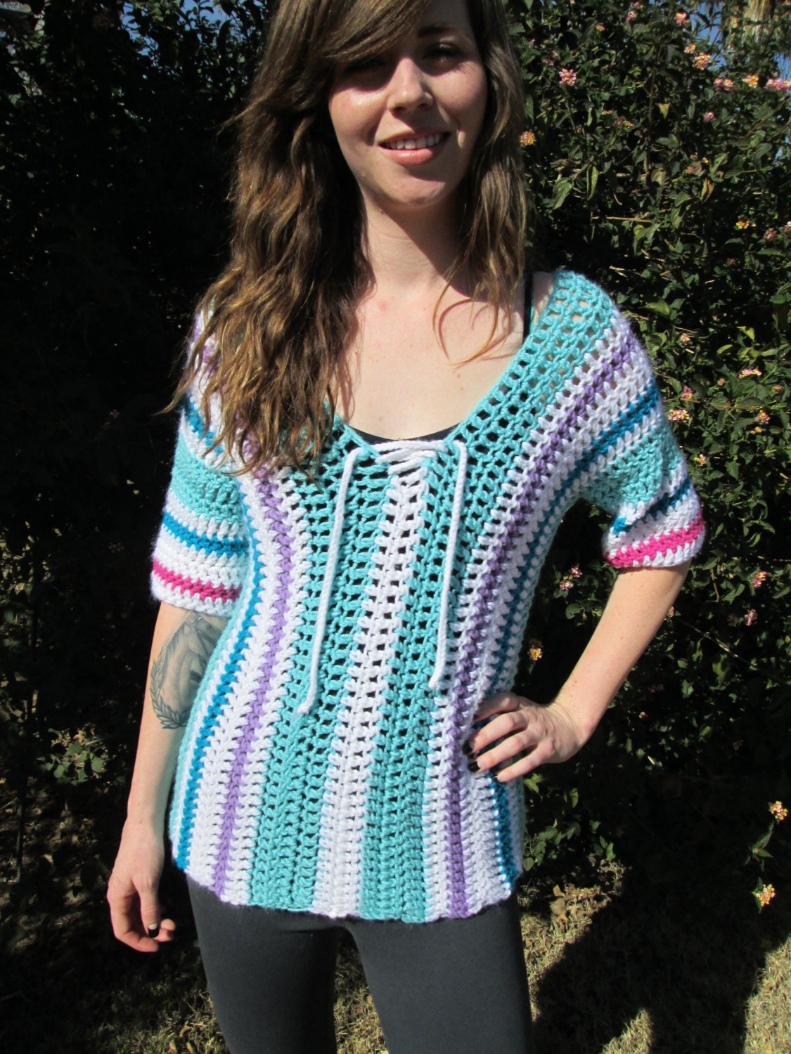 multi colored crochet sweater top by sand951 on Etsy