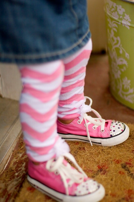 CANDY Pink CHEVRON Embellished BABY Girl Leg Warmers Newborn