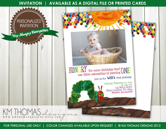 A Very Hungry Caterpillar Birthday Invitation: 1st Birthday Party - Caterpillar Party - Digital - Printable - #101 Il_570xn