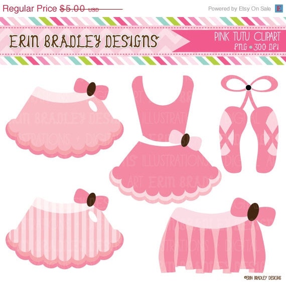 50% OFF SALE Pink Ballerina Tutus Clipart Commercial Use Clip Art Graphics INSTANT Download Il_570xn