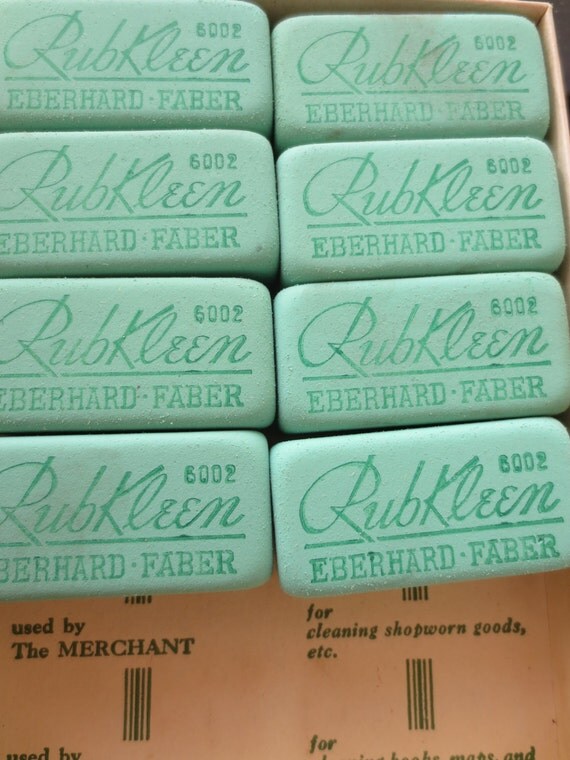 Vintage Erasers Rub Kleen Erasers Boxed Green by BettyAndDot