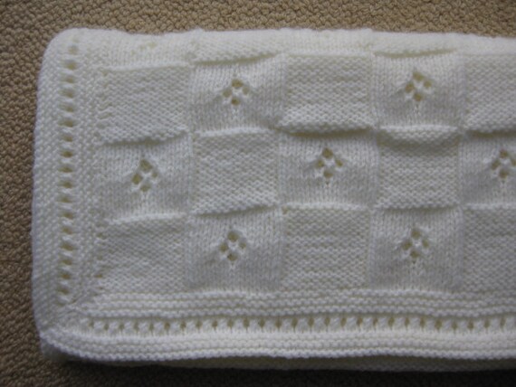 Cot Crib Stroller Blanket / Baby Shawl Hand Knit. FREE