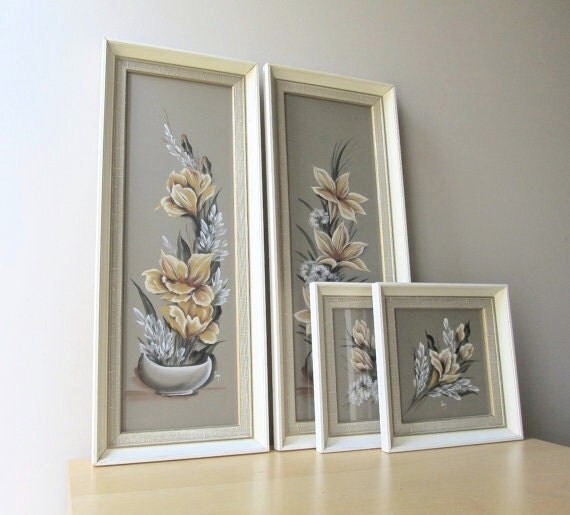 framed botanical watercolor paintings white wood frames artist