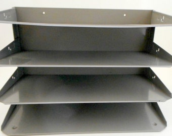 Industrial Metal File Organizer Holder for Wall Shelf or Desk Top File Tray Organization Storage