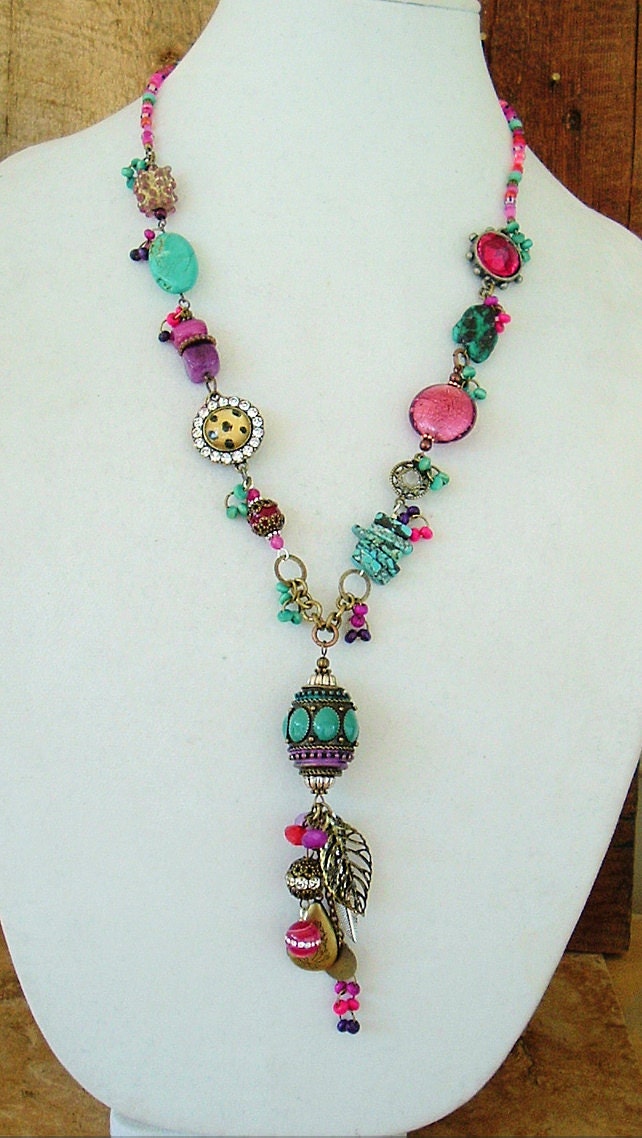 Junk Gypsy Assemblage Necklace Southwest Bohemian Statement