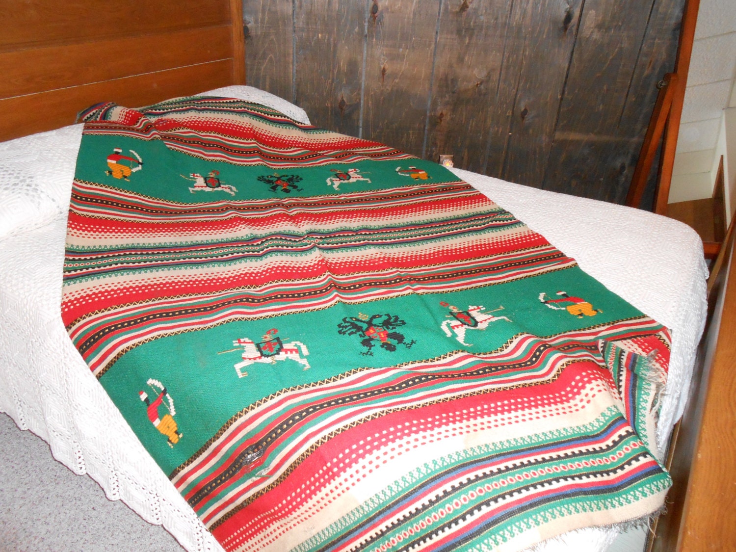 Reduced to 72 Wool warrior aztec blanket hand loomed