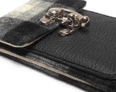 iPhone wallet - black and gray vintage wool