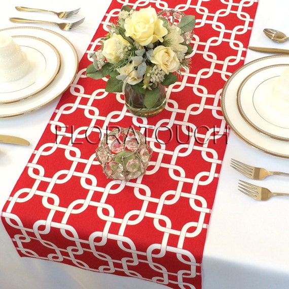 Runner table Table Wedding White and Gotcha runner  Red overhang Runner Table