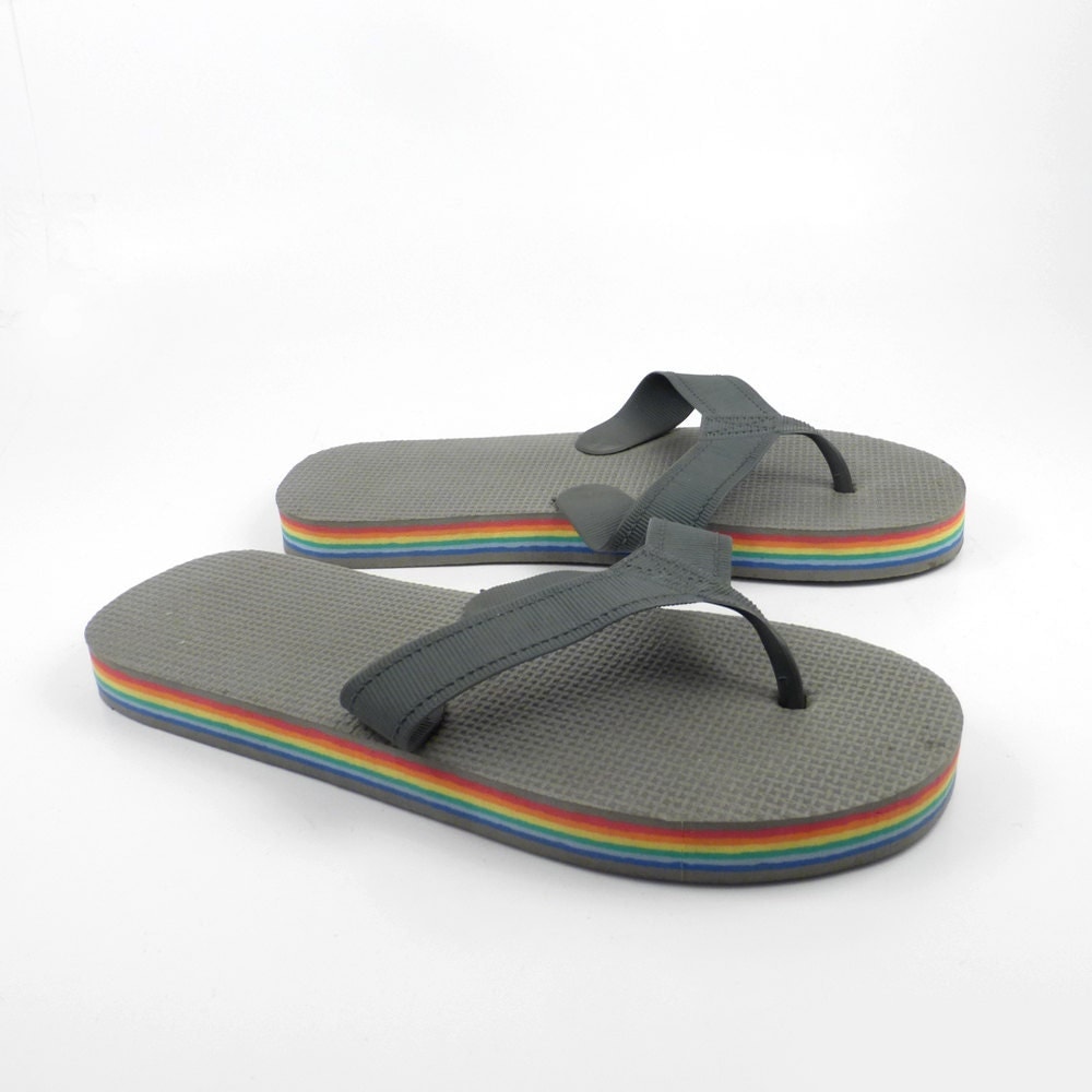 retro 80s rainbow flip flops