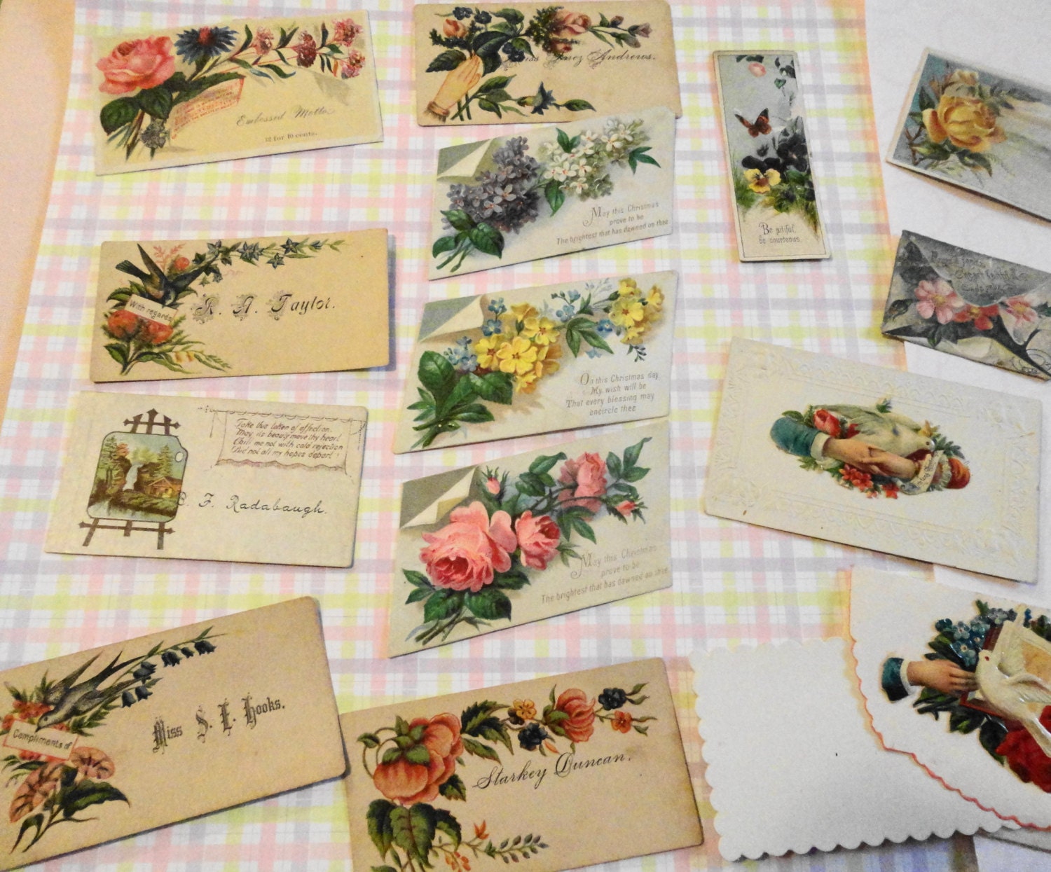 Victorian Floral Calling Cards for Holidays Greetings Salesman