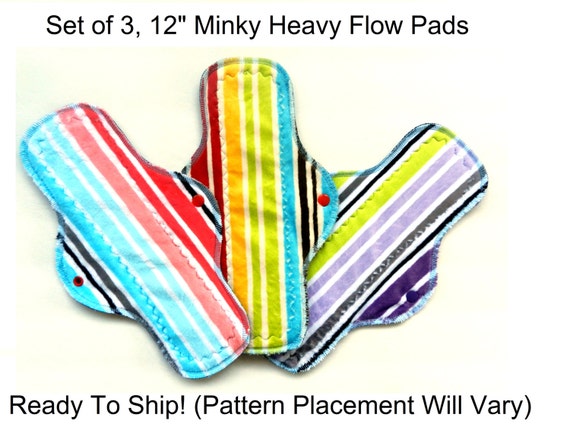Stripes<br> Set of 3, 12" Heavy Flow Pads
