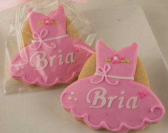 Ballet Dress Cookies, Dance Princess Party, Princess Cookies - 12 Decorated Sugar Cookie Favors