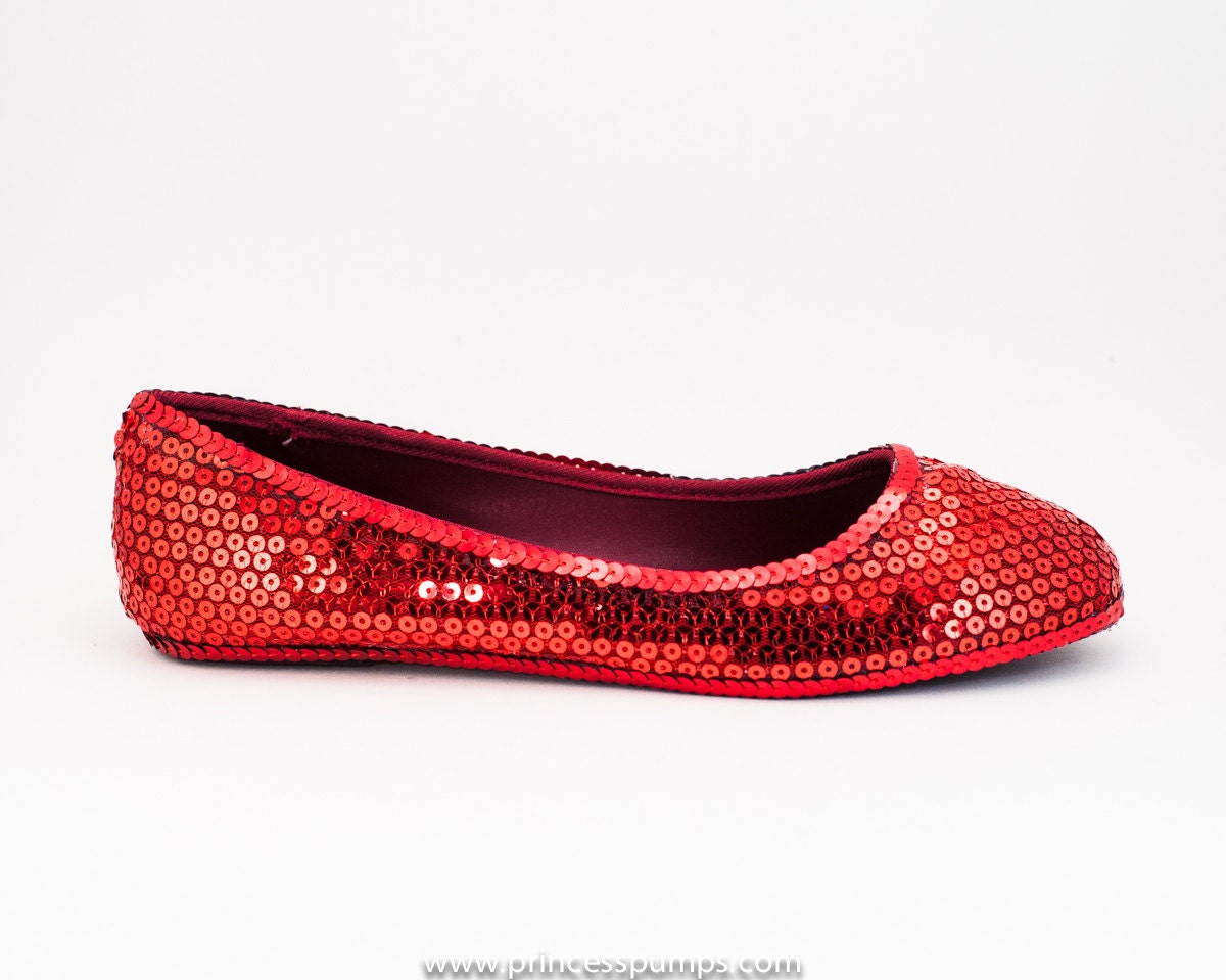 Red Sequin Ballet Flats Slippers Shoes by by princesspumps on Etsy