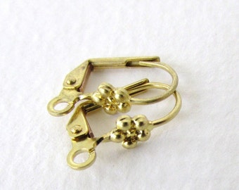 Raw Brass Earwires Vintage Style Flower Fancy Leverback 15mm erw0129 (10)