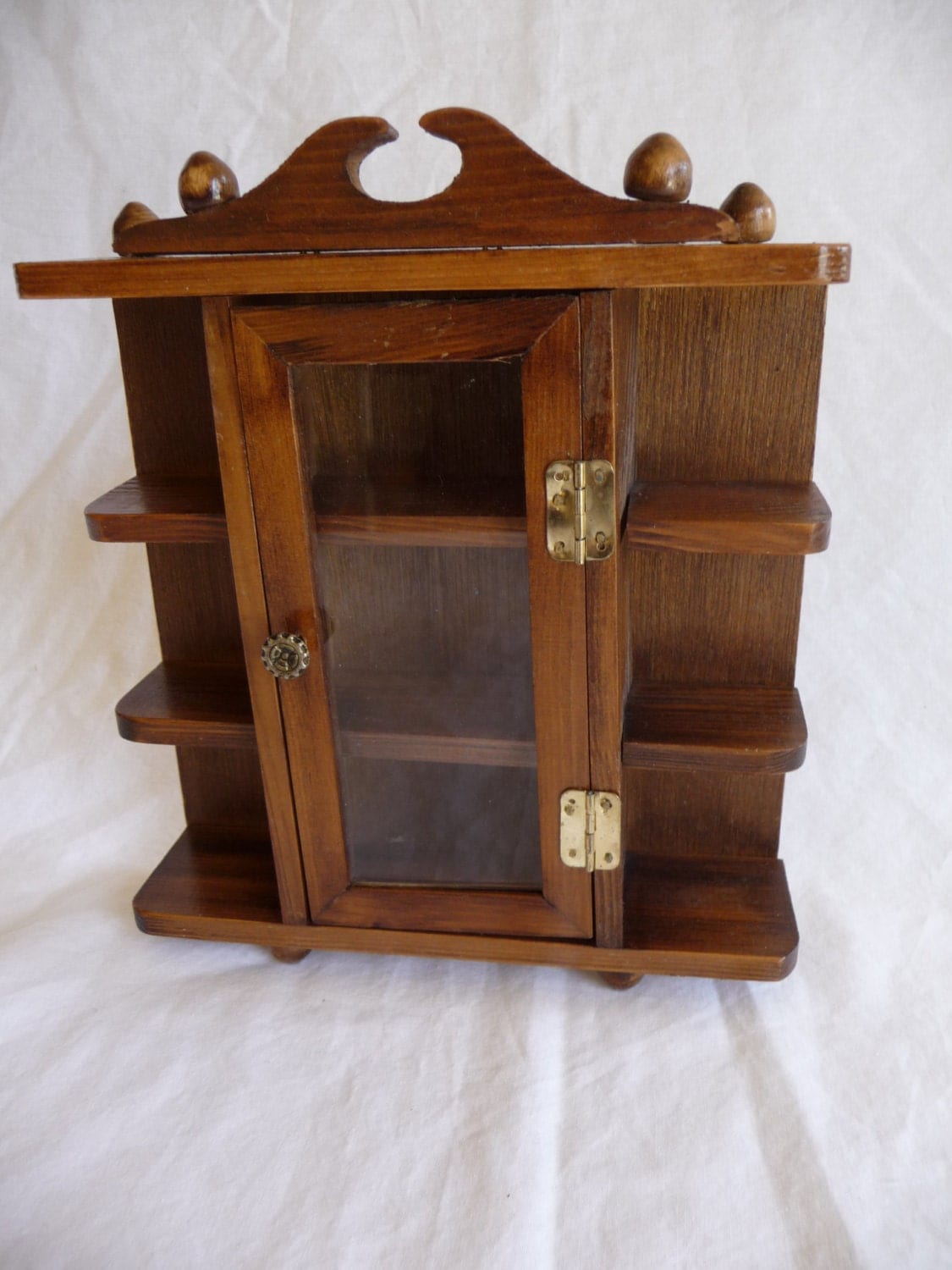 vintage shelf display small curio cabinet wood glass small