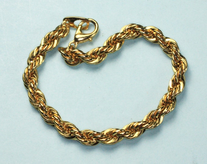 Twisted Rope Chain Bracelet Gold Tone Vintage