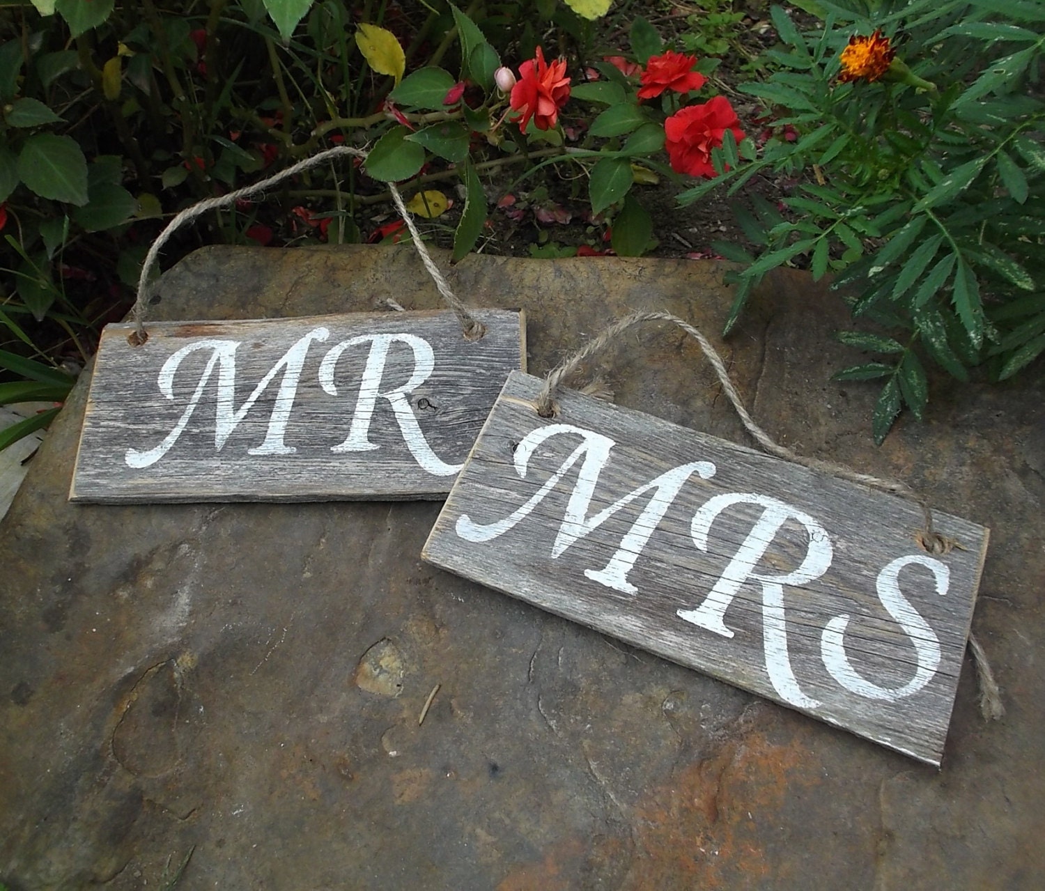 Mr And Mrs Wedding Signs Made From Reclaimed Wood Rustic Chic 5565