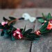 SWEET PINKS Wedding Flower Hair Crown, Bohemian Hair, Goddess Headdress, Leaf Crown