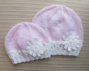 Knitting Pattern #134 Hat with a Large Snowflake in Sizes 3-6 Months and 2-3 Years