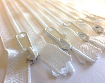 24 inch Handbag zippers with extra long pull, TEN pcs, YKK white color 501
