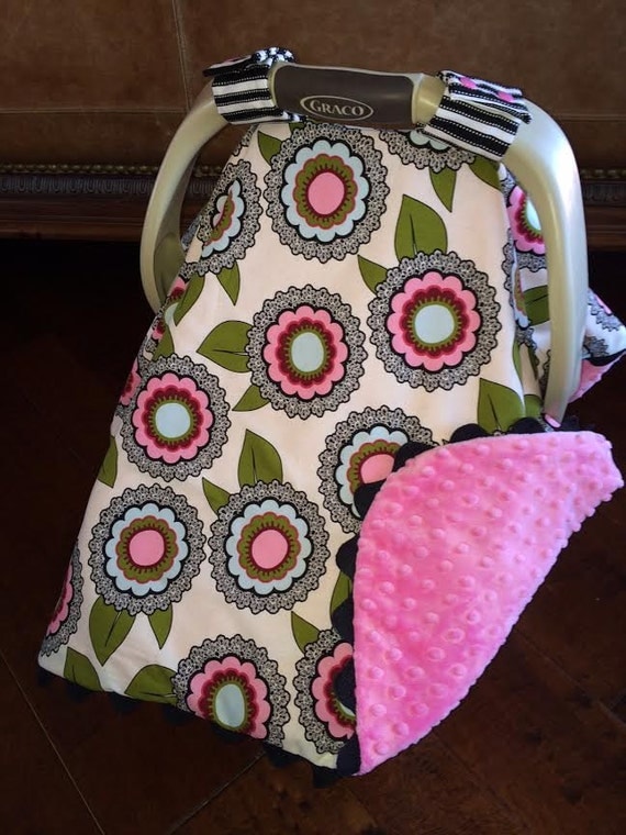 SALE - Super Cute Baby Car Seat Cover - BIG Daisy with Pink Minky and ...