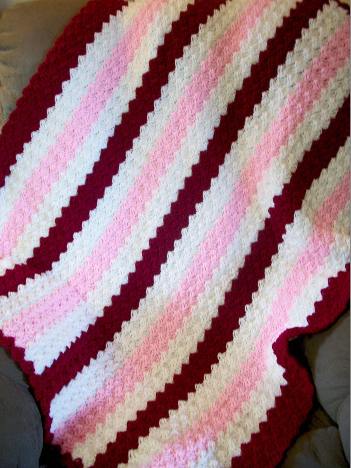 Crochet Lap Baby Throw or Wheelchair Blanket in White by DRCrafts