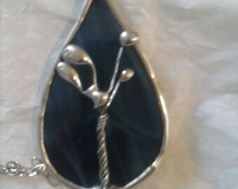 Stained Glass BlueTeardrop Pendant