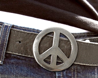 Peace Sign Metal Belt Buckle by WATTO Distinctive Metal Wear /Belt Buckles for Men/ Mens Belt Buckle/ Buckle For Women / Cool Belt Buckles