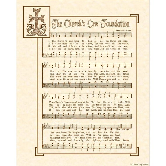 The CHURCH'S ONE FOUNDATION 8x10 Antique Hymn Art by VintageVerses
