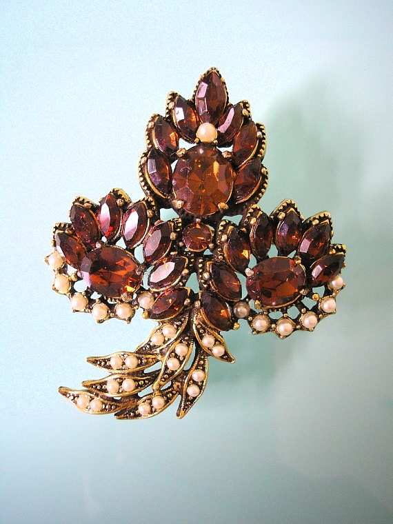 Hollycraft Brooch Hollycraft Pin Shawl Pin Diamante Clasp