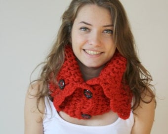Red HandMade Scarf Shawl Neckwarmer Cowl Christmas gift for women gift Under50