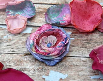 Pink Lavender Flower Hair Pin, Fabric Flower Hair Clip, Fleur en tissu, Blumen Haar Pin
