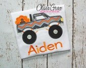Monster Truck with Turkey Thanksgiving Embroidered Applique Shirt or Bodysuit for boys or girls Il_170x135