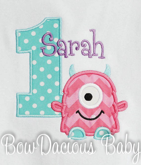 Girls Monster Birthday Shirt, Monster Shirt, Monster Party, Girls Birthday Shirt or Bodysuit, First Birthday, Second Birthday, Custom, 1-9 Il_570xn