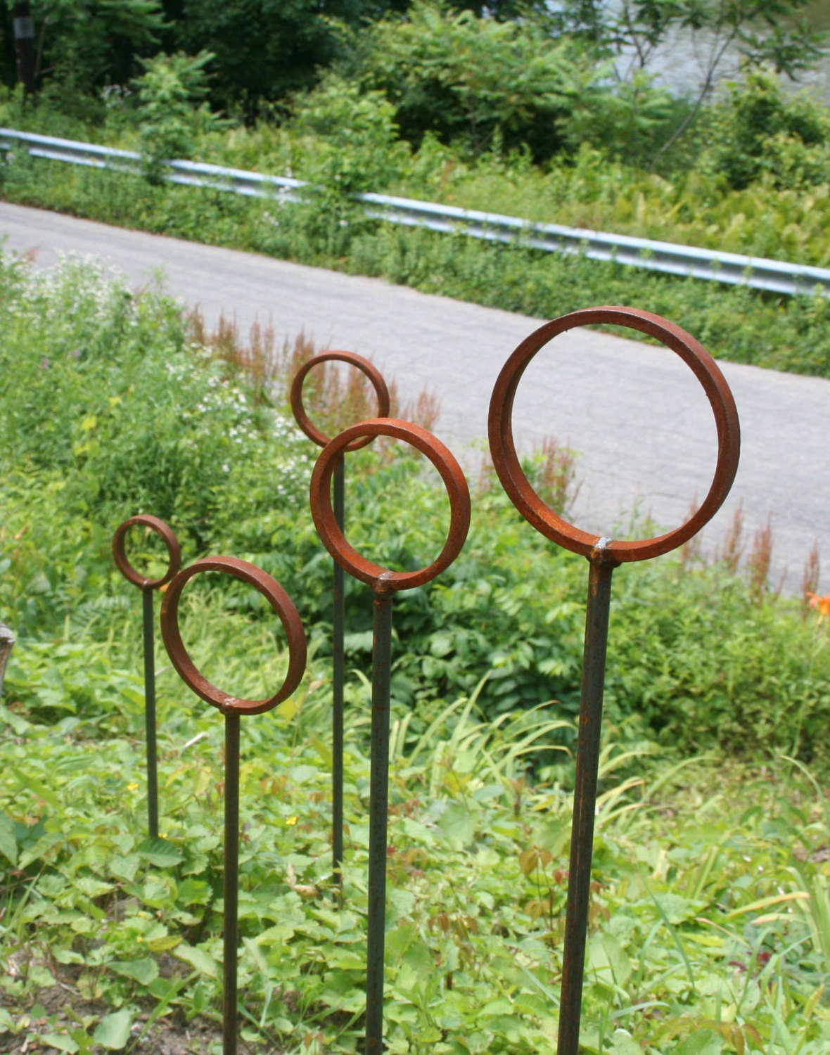 Ring Stake garden stake rustic wedding path marker garden