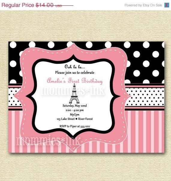 CHRISTMAS IN JULY Paris Chic Eiffel Tower Birthday Party Invitation - Printable Invitation Design Il_570xn