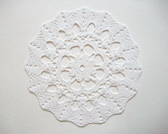 Crochet Doily White Cotton Lace Centre Piece Heirloom Quality