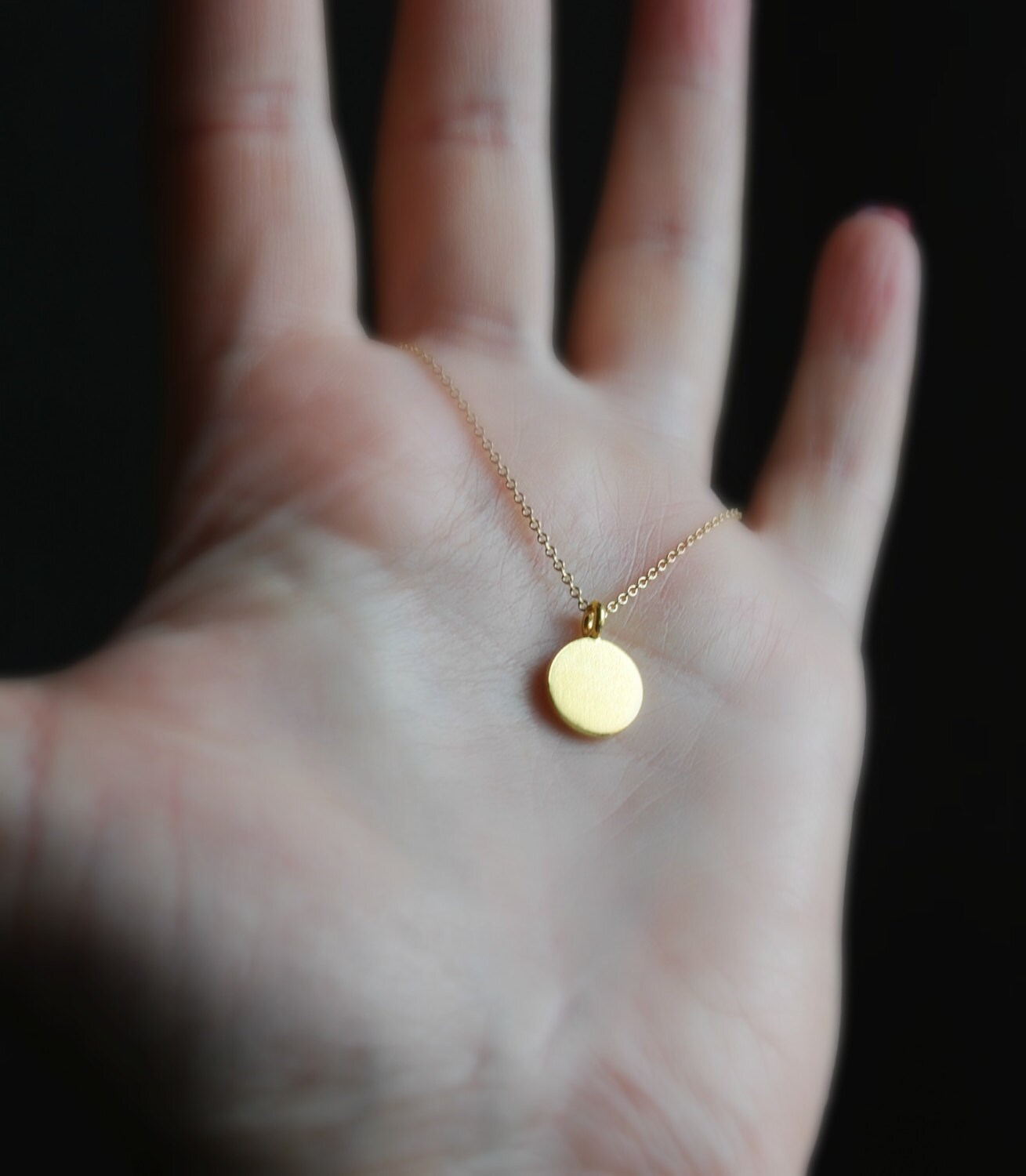 Gold pendant necklace engraved or blank custom name small