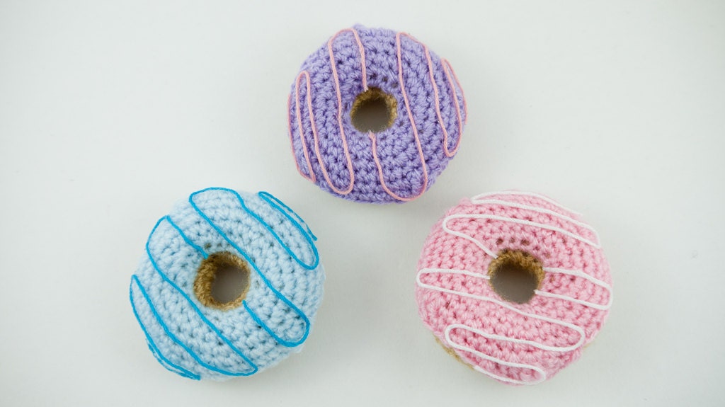Crochet Doughnut Donut keyring amigurumi SET OF 3