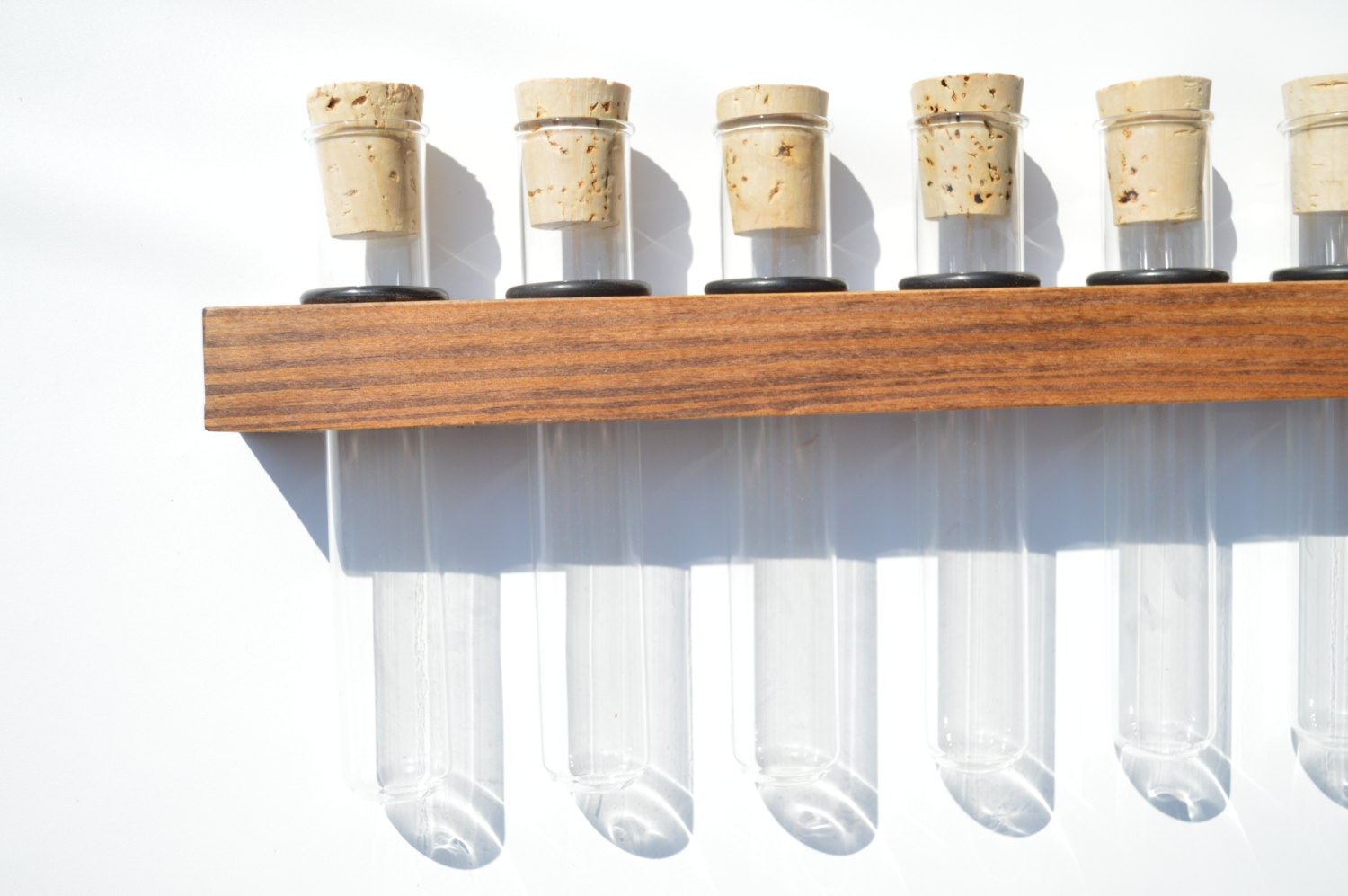 Test Tube Spice Rack Stained Wood