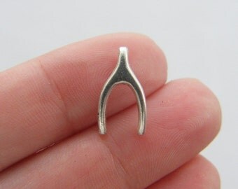 BULK 50 Wishbone charms antique silver tone M253 - SALE 50% OFF