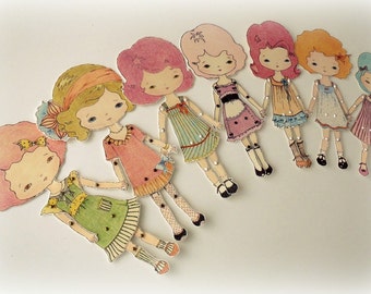 Collection of Seven Colour-Your-Own Paper Dolls