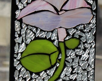 Pink Morningglory Mosaic ,Stained Glass SunCatcher or wall Decoration