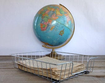 Vintage Wire Basket, Home Office Inbox Outbox, Organizer, Industrial ...