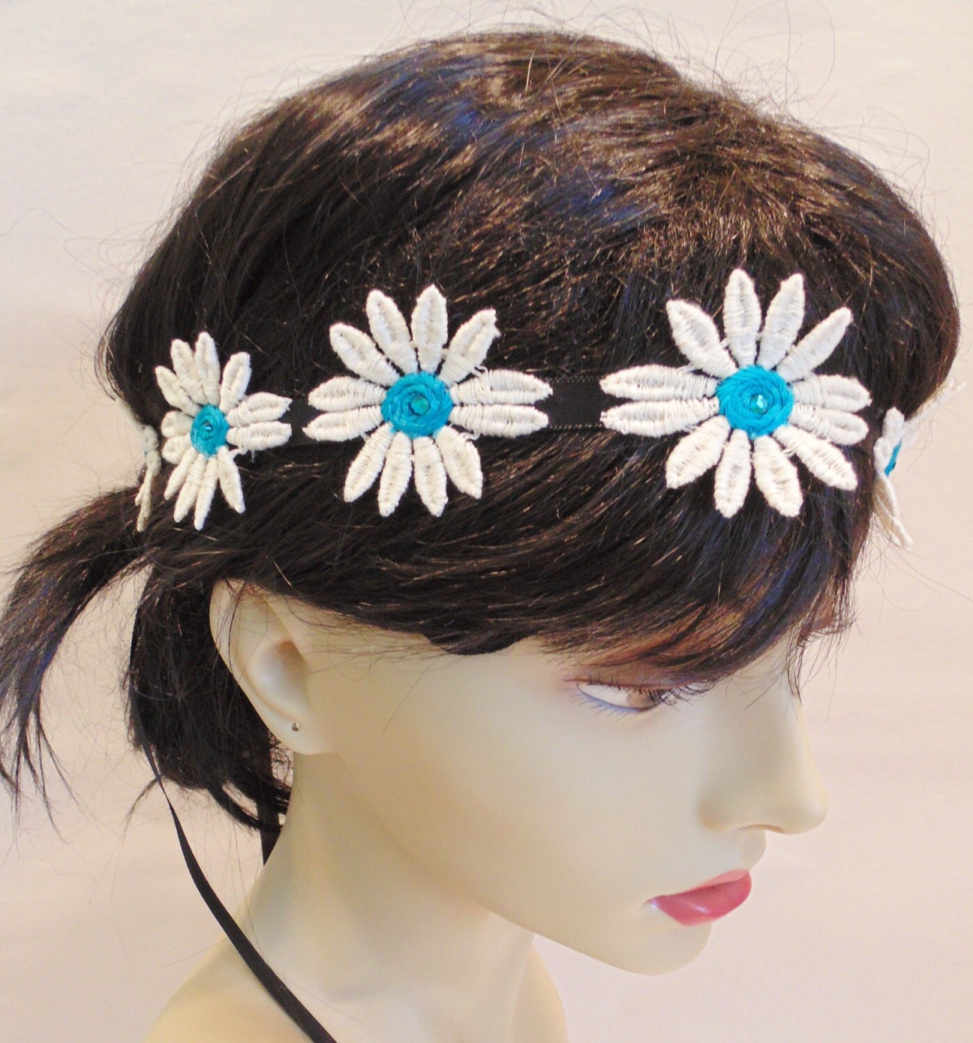 Hippie Headband 70's Headband Flower by BellaCescaBoutique on Etsy