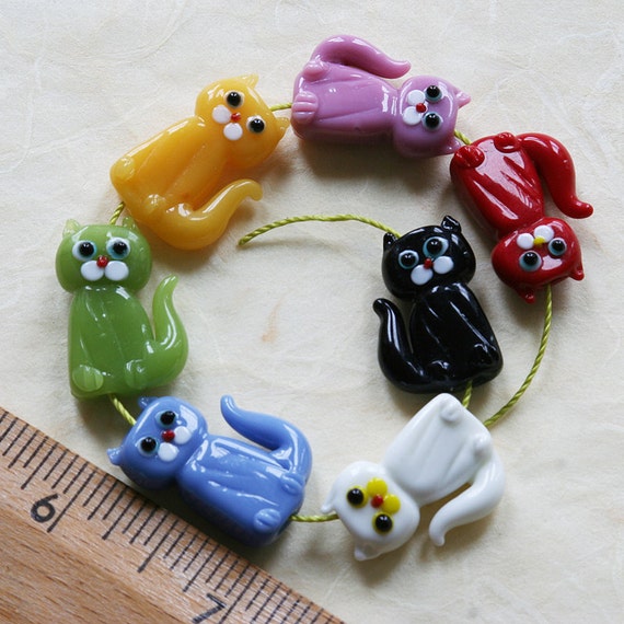 Cute Glass Cat Beads Animal Beads Pet Craft Supplies 1 cat