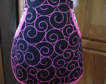 Now on Sale Ladies Pink and Black Half Apron