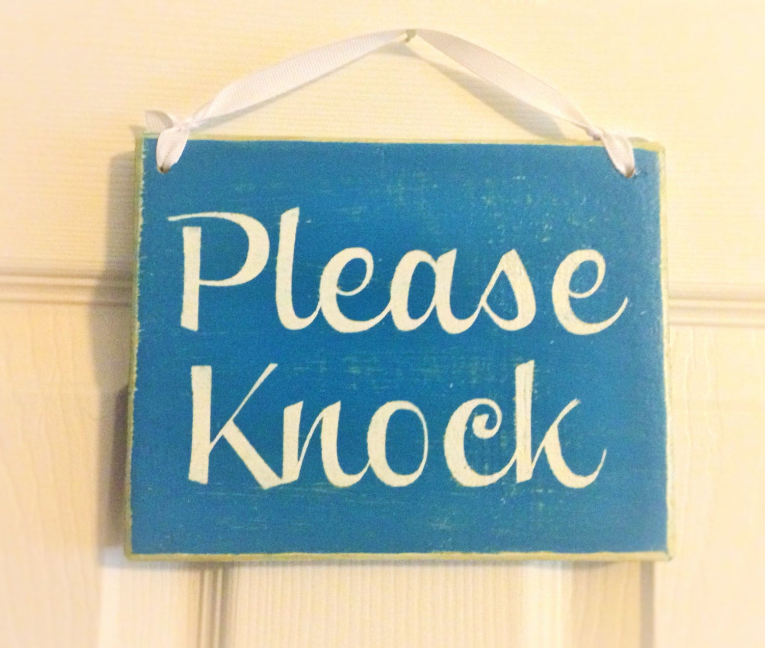 8x6 Please Knock Choose Color Rustic Shabby Chic Sign